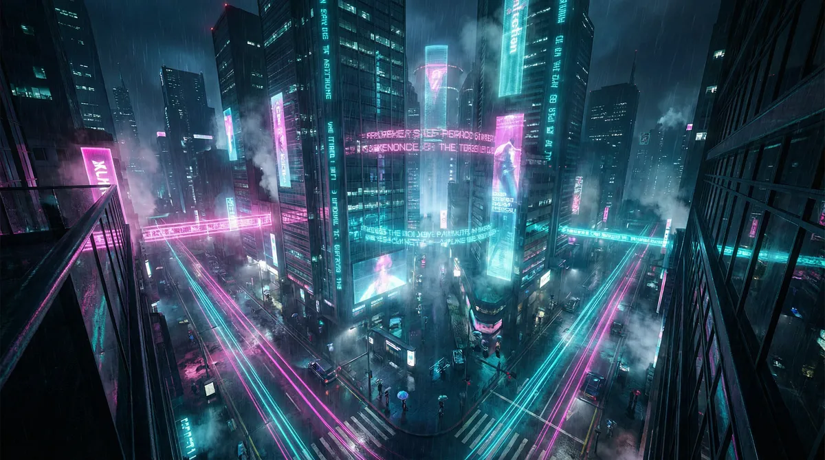 情欲关系 百度影音 竖屏短剧平台首页背景 - 赛博朋克都市夜景